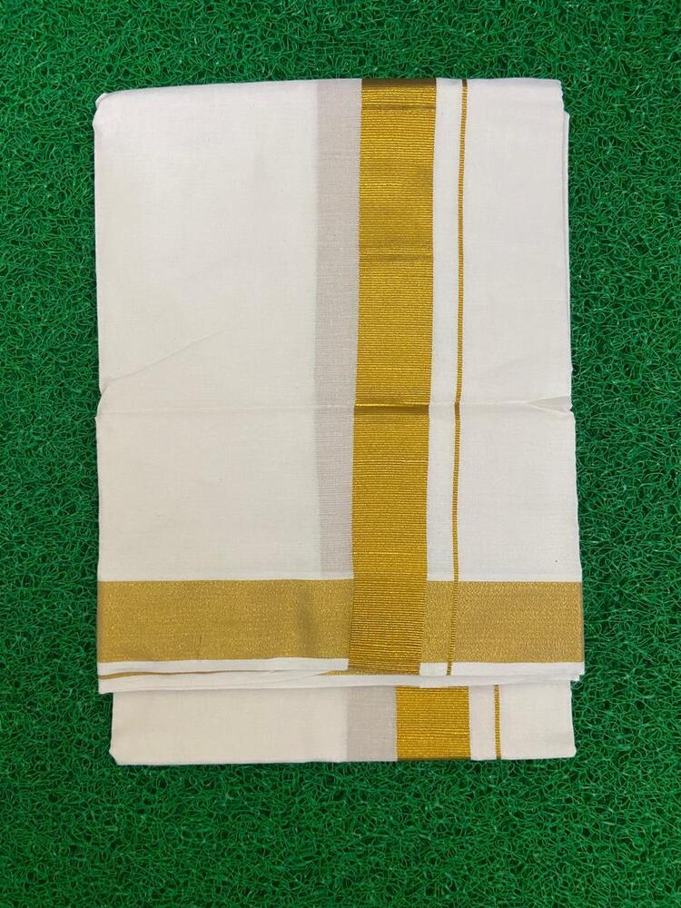 White Kerala Dhoti With Zari Border