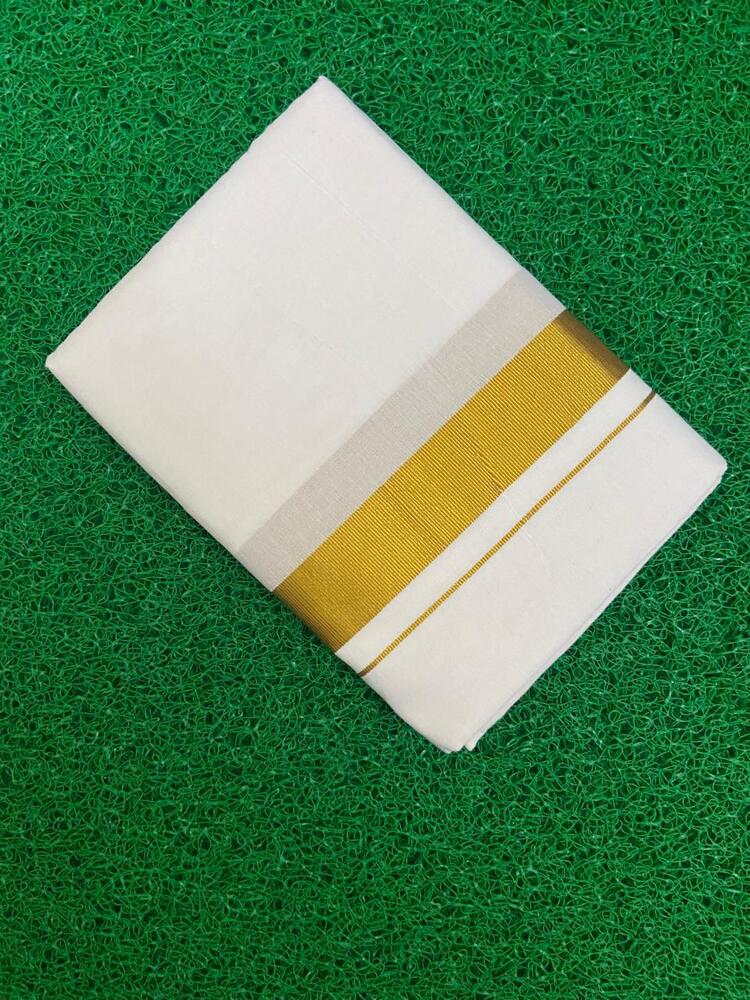 White Kerala Dhoti With Zari Border