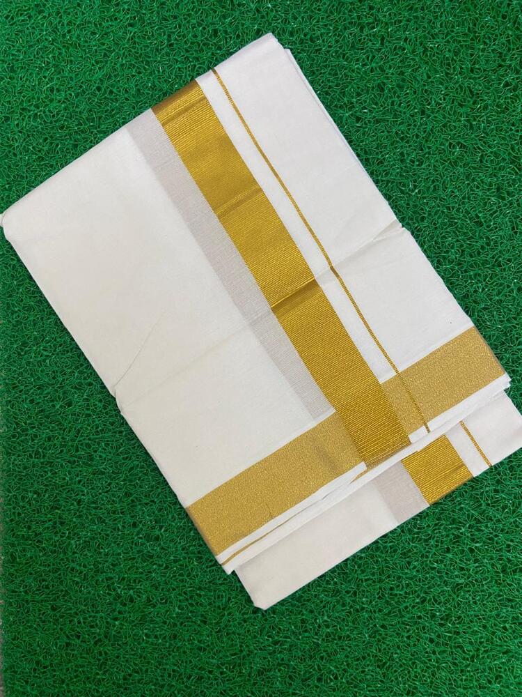 White Kerala Dhoti With Zari Border