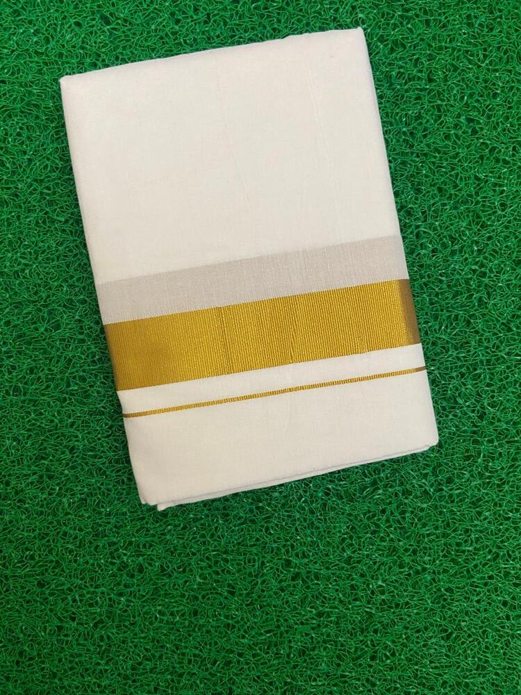 White Kerala Dhoti With Zari Border