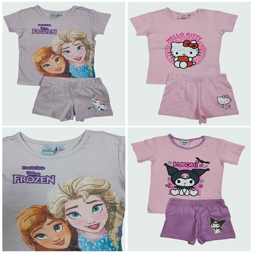 G22138 Character Printed Girls Shorty Pyjama Sets