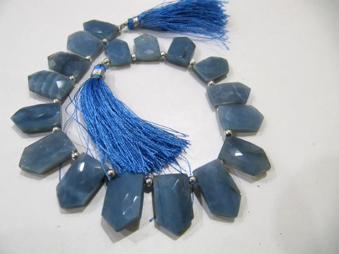 Natural Blue Opal Pencil Arrow Shape 12x18mm Beads Sold Per Strand 10 Inches Long For Jewellery Making