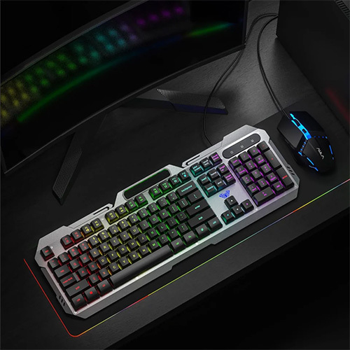 AULA F2023 Black Full Size Wired Gaming Keyboard And Mouse Combo