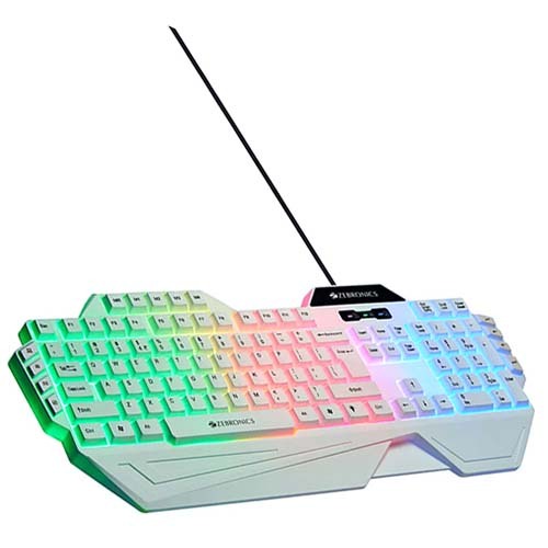 ZEBRONICS White Optimus Full Size Mechanical Wired Gaming Keyboard