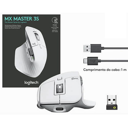 LOGITECH MX Master 3S Wireless Plus Bluetooth MX Master 3S-8000DPI  7 Macro Button Pale Gray Ergonomic Gaming Mouse