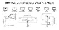 UNIBOX Double Arm Table Top Monitor Stand for 32 Screen H180B 190B