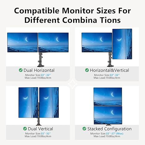 UNIBOX Double Arm Table Top Monitor Stand for 32 Screen H180B 190B