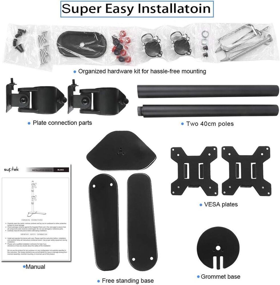 UNIBOX Dual Screen Table Top Stand for 32 Inch Monitors T002