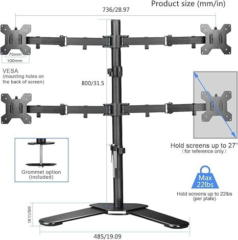 UNIBOX Universal Four Arm Table Top Stand for 32 Inch Monitors T044
