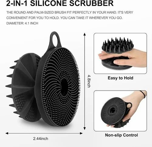 2 In 1 Silicone Body Shower Scrubber And Scalp Hair Massager Body Scrubber Bath Scrubber