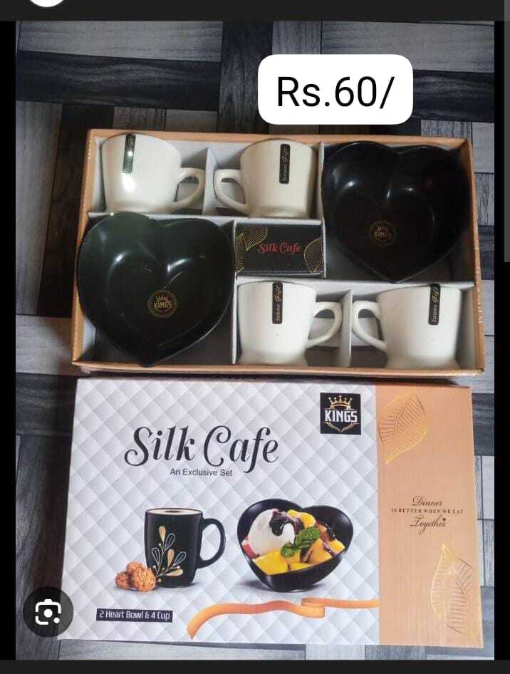 2 Heart Bowl And 4 Cup Set