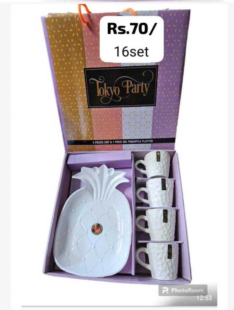 4 Cup And 1 Pineapple Platter Set