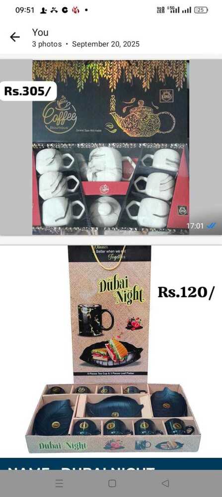 5 Piece Tea Cup And 3 PCS Leaf Platter Set