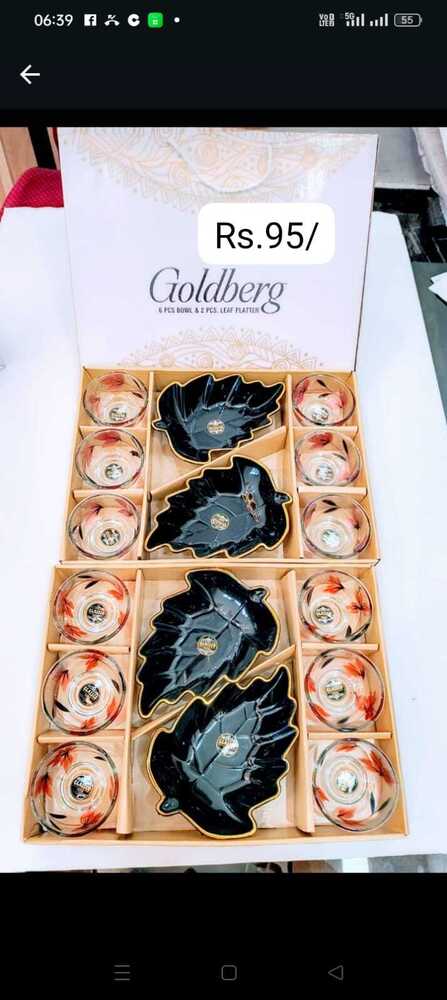 6 PCS Bowl And 2 PCS Leaf Platter Set