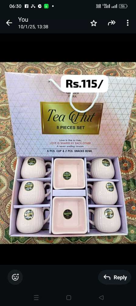 6 Pcs Cup And 2 PCS Snack Bowl Set