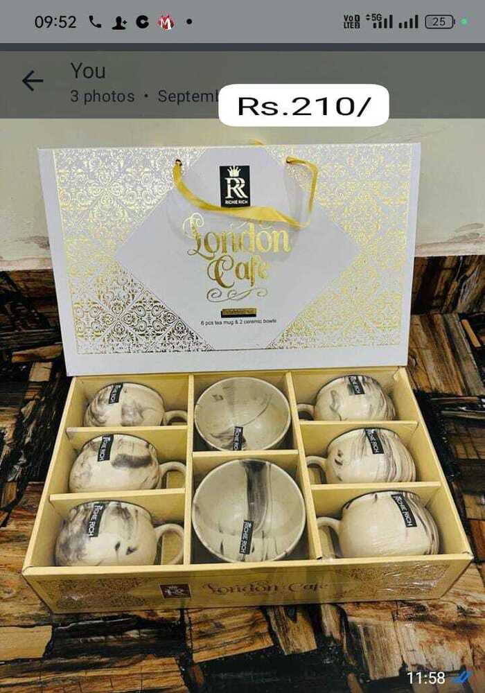 6 Pcs Tea Mug And Ceramic Bowl