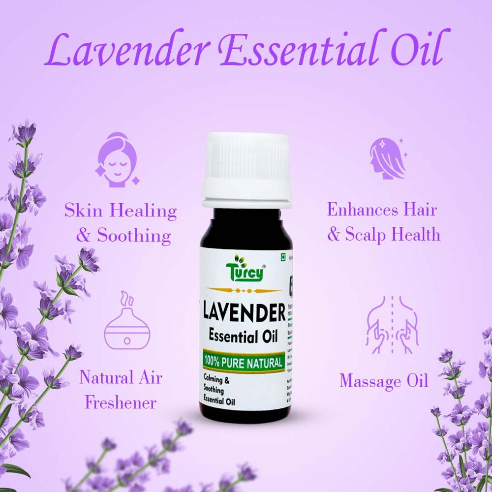 Turcy Lavender Essential Oil | Pure & Natural | Skin Healing, Hair & Scalp Care, Aromatherapy & Massage Oil(60ml)