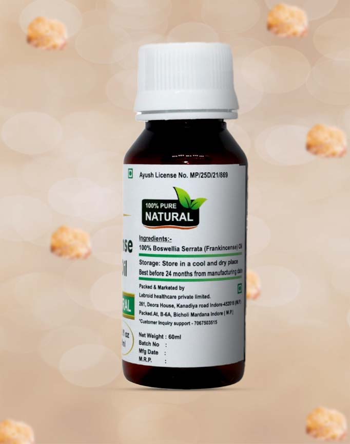 Turcy Frankincense Essential Oil for Aromatherapy, Skin Glow, Body & Hair Care (60ML)