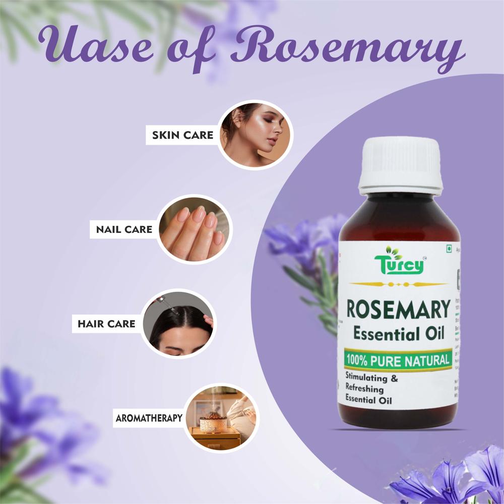 Turcy Rosemary Essential Oil for Skin Infections, Scalp Health & Hair Nourishment (100ml)