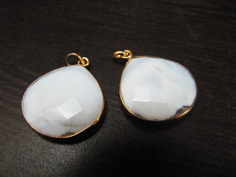 Natural White Opal Heart Shape Briolette Faceted Connector Pendant Charm 22 mm size Unique Rare Gemstone Bezal Pendant Single Loop