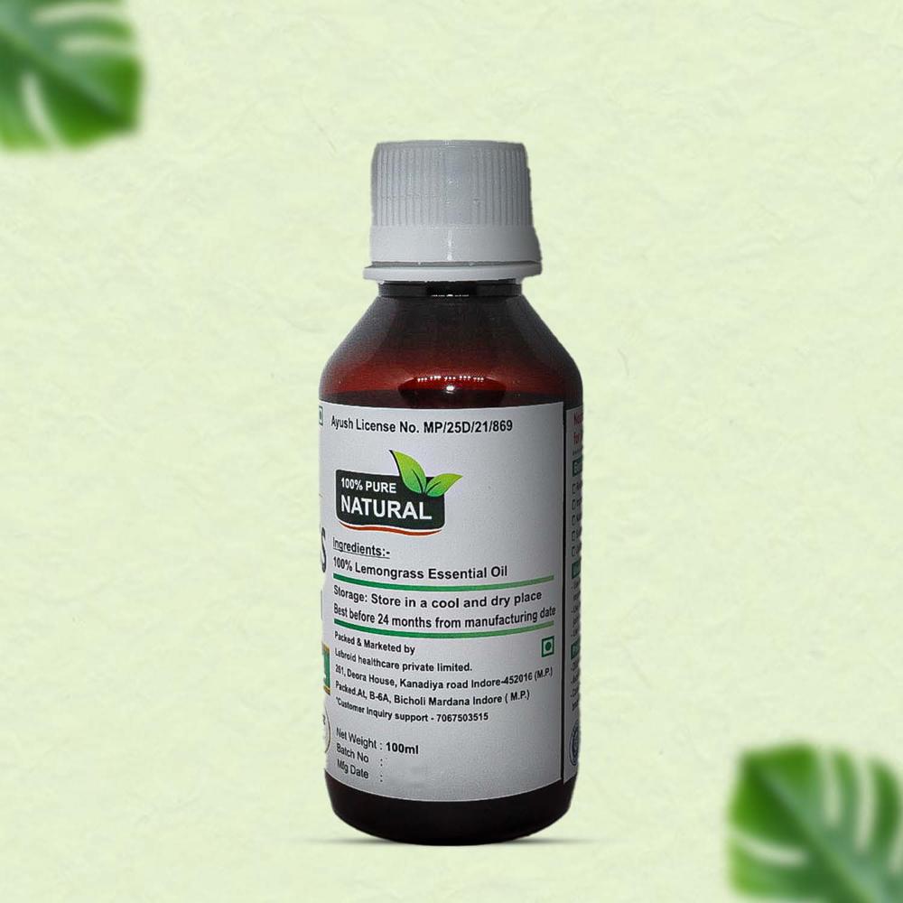 Turcy Lemongrass Essential Oil for Hair Growth, Skin Care & Stress Relief (100ml)