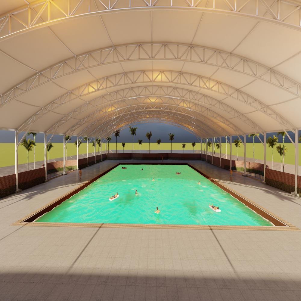 Sweeming Pool Tensile Structure - Color: White