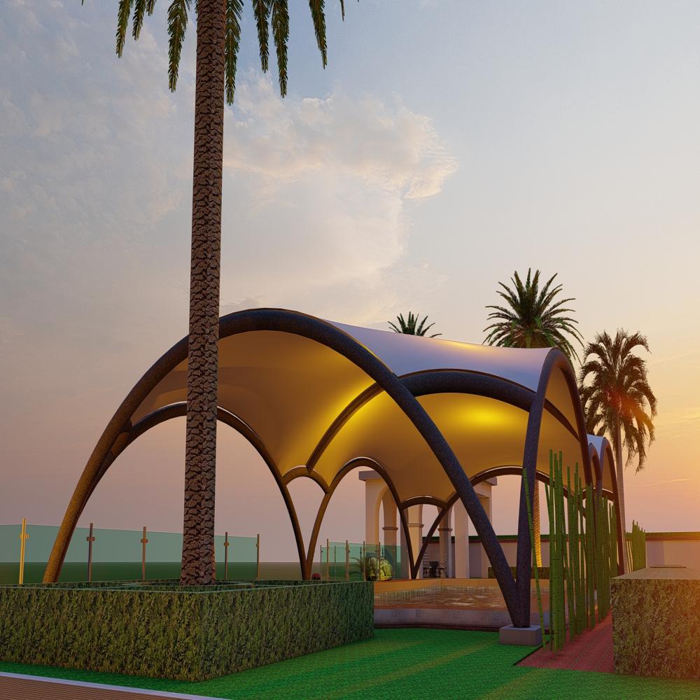 Sweeming Pool Tensile Structure - Color: White
