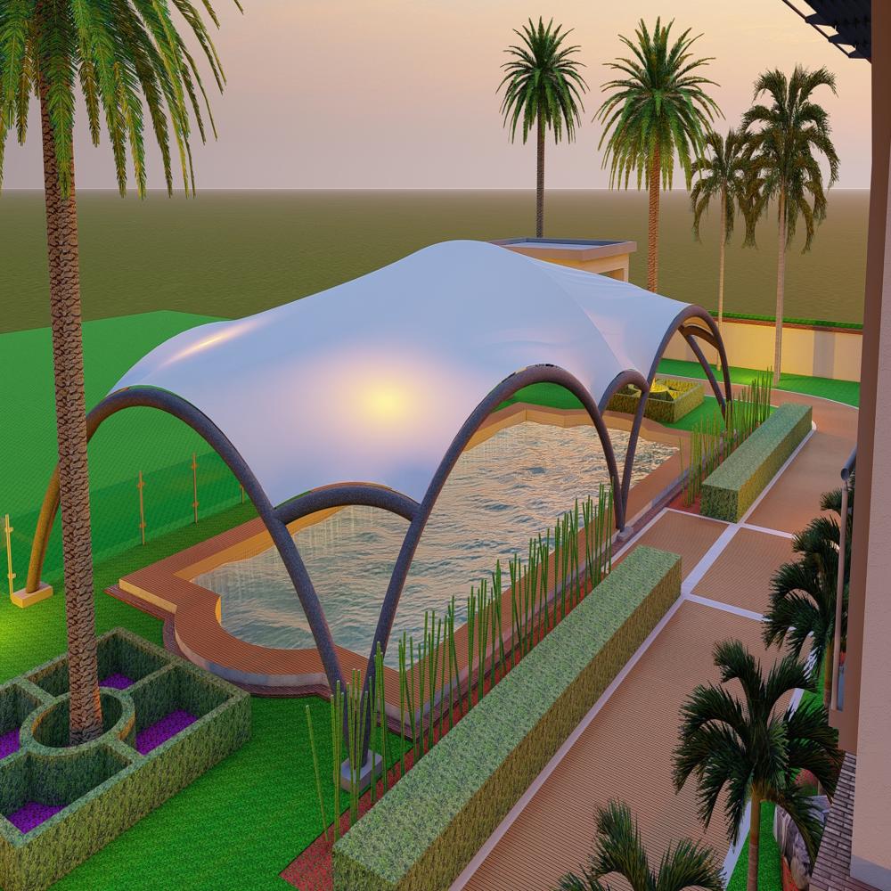 Sweeming Pool Tensile Structure - Color: White