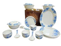 Melamine Dinner Set - Color: Multi-color (white Base With Multicolor Prints)