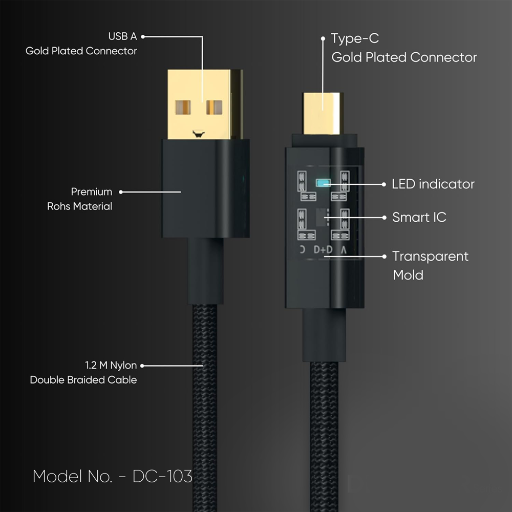 USB A to Type C Fast Charging Cable