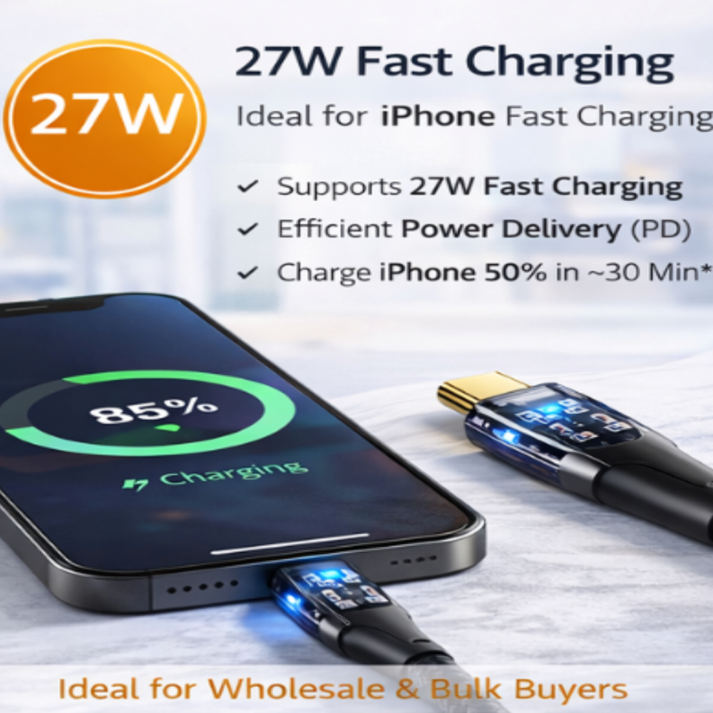 Type C To Lightning Fast Charging Cable - Cable Length: 1.2 Meter (M)