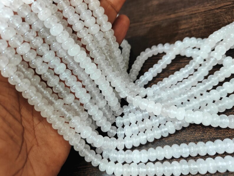 Natural Ice Quartz Rondelle Plain Smooth 8mm Beads Sold Per Strand 8 inches Long