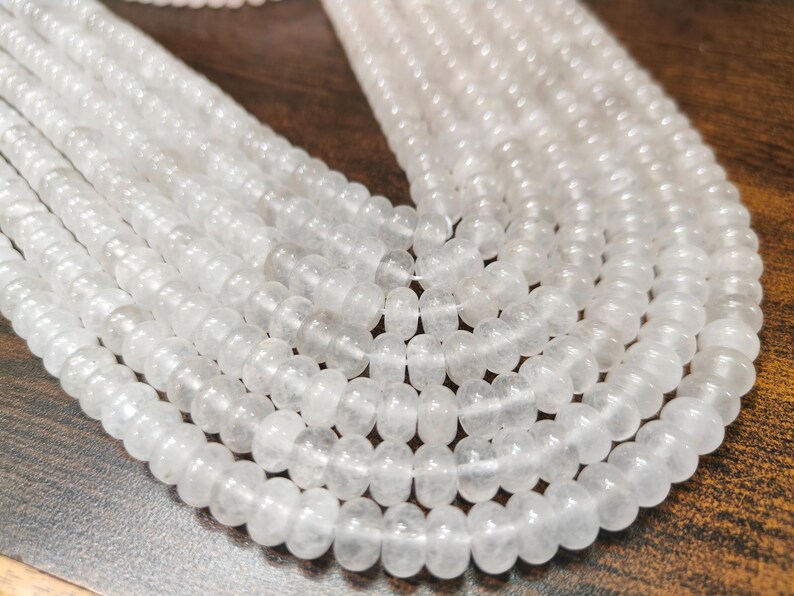 Natural Ice Quartz Rondelle Plain Smooth 8mm Beads Sold Per Strand 8 inches Long