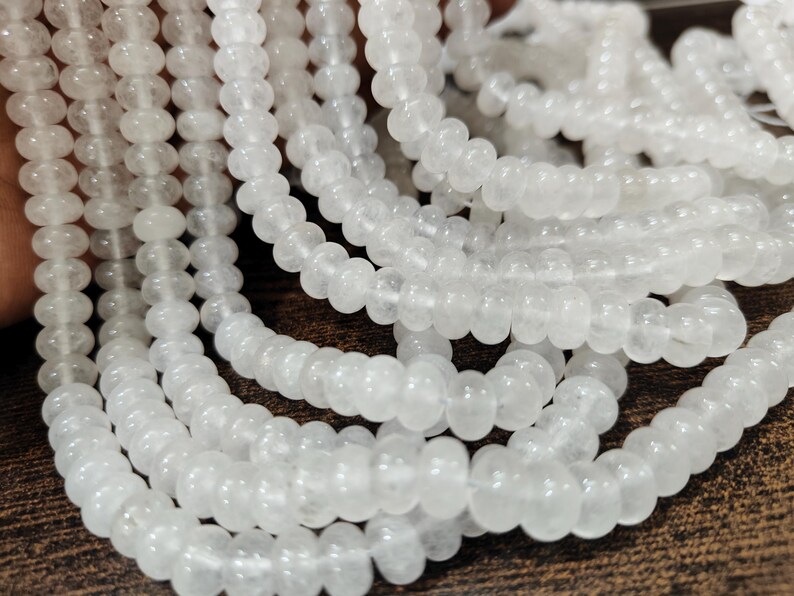Natural Ice Quartz Rondelle Plain Smooth 8mm Beads Sold Per Strand 8 inches Long