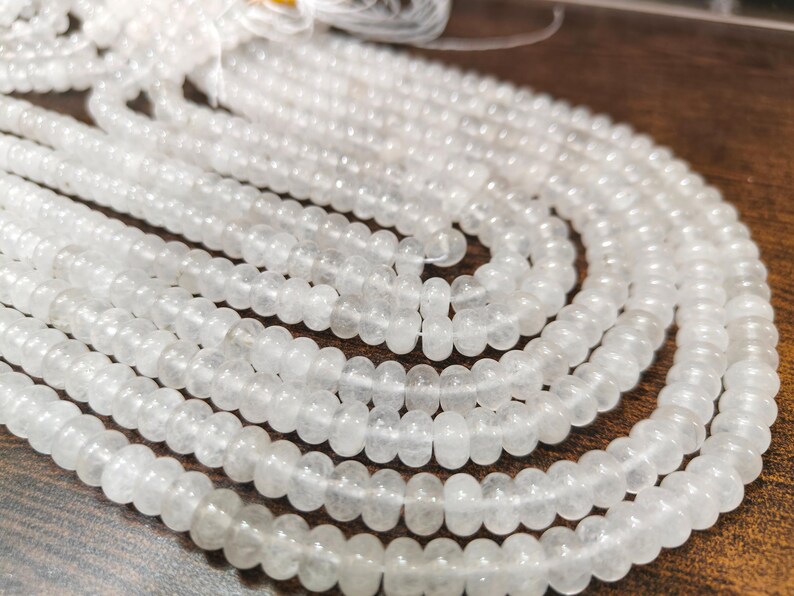 Natural Ice Quartz Rondelle Plain Smooth 8mm Beads Sold Per Strand 8 inches Long