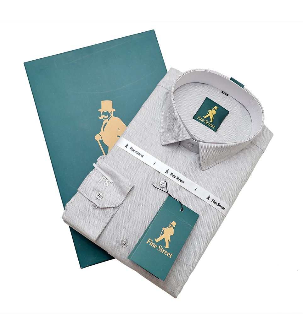 Mens Light Grey Cotton Shirt