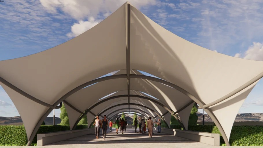 Walkway Tensile Structure - Color: White