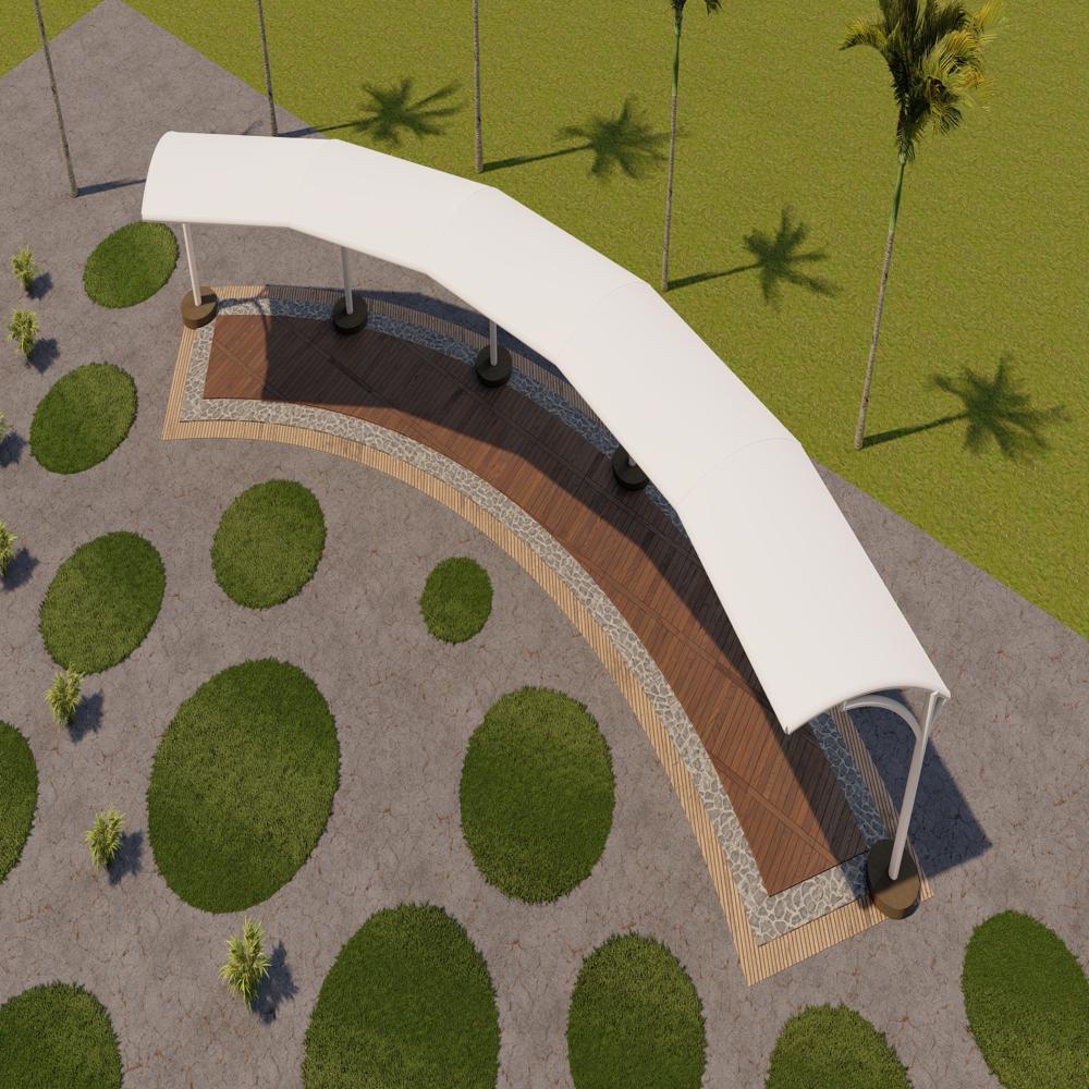 Walkway Tensile Structure - Color: White