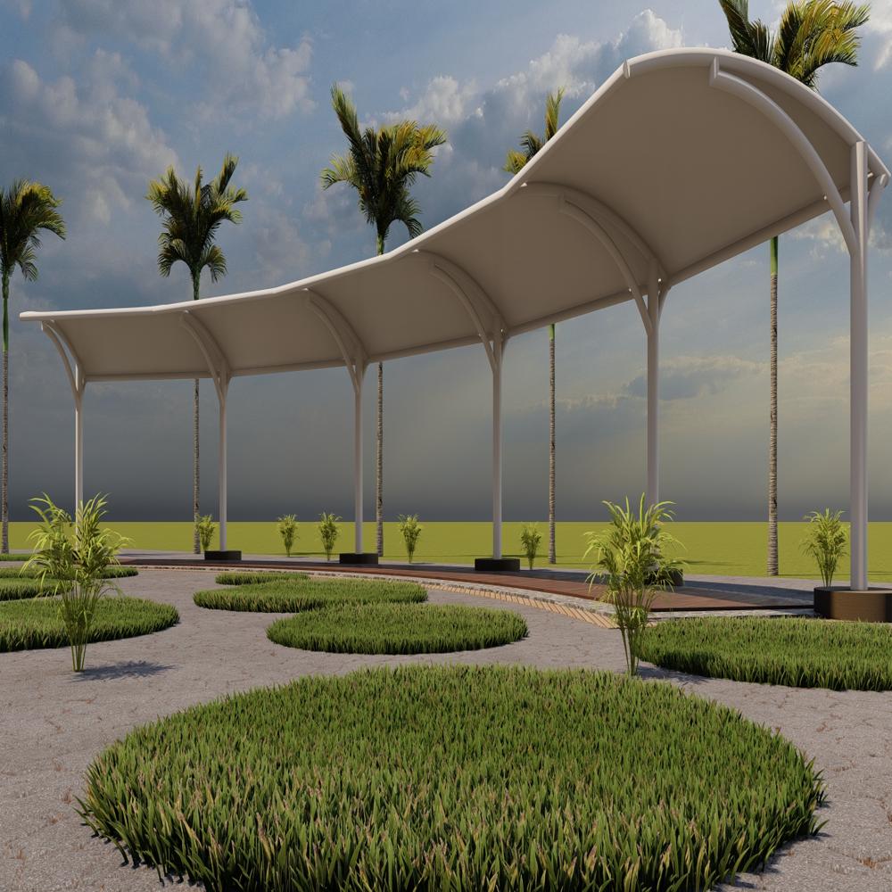 Walkway Tensile Structure - Color: White