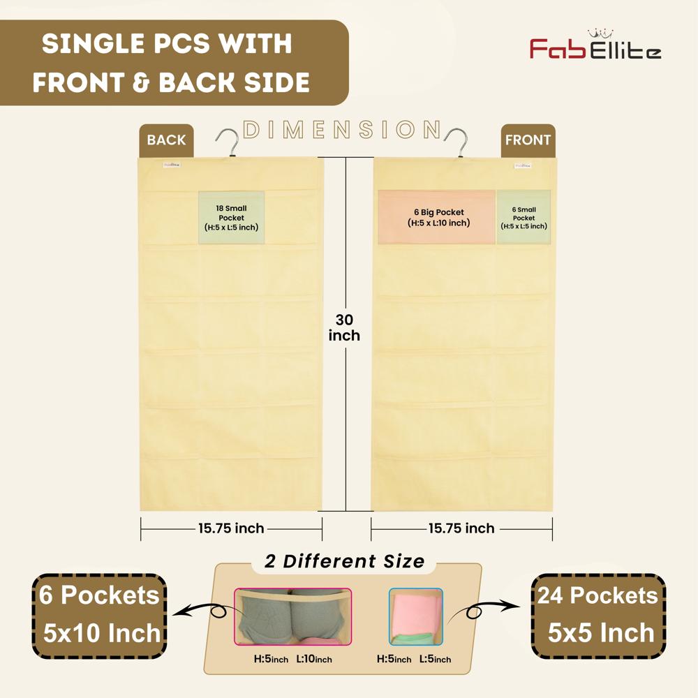 Foldable Undergarment Organizer - Non-woven 40x70 Cm, Pink Beige | Multiple Divided Slots, Lightweight, Foldable Design