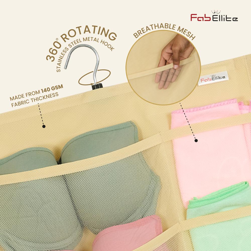 Foldable Undergarment Organizer - Non-woven 40x70 Cm, Pink Beige | Multiple Divided Slots, Lightweight, Foldable Design