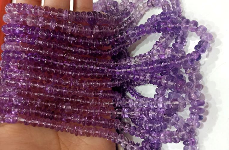 Natural Pink Amethyst Rondelle Plain Smooth 4 to 8mm Graduated Beads Sold Per Strand 8 Inches Long