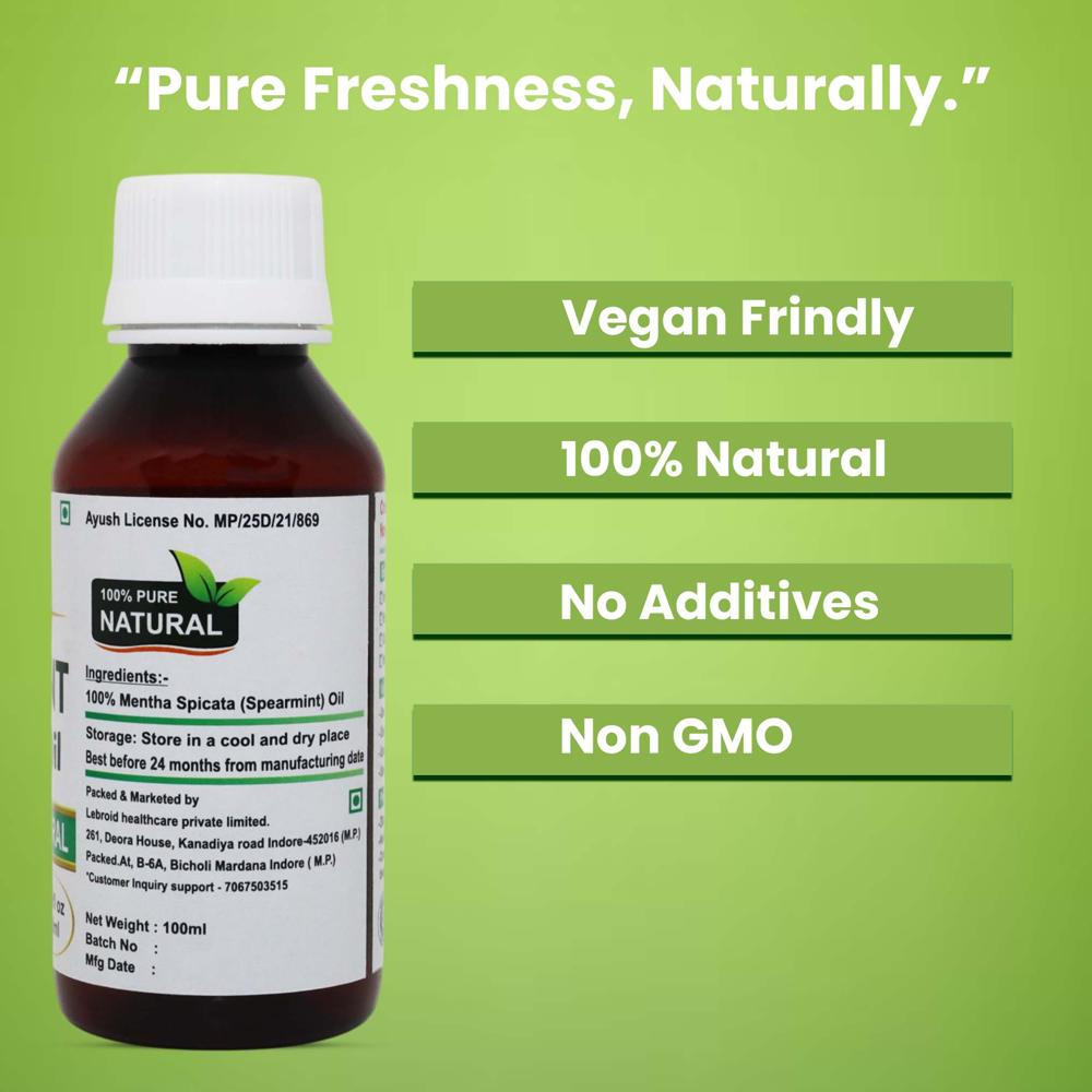 Turcy Mentha Essential Oil for Hair Growth, Skin Care & Aromatherapy (100ml)