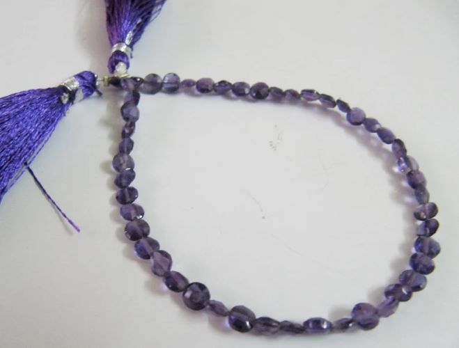 Natural Amethyst Faceted Coin shape briolette 6mm Beads sold per Strand 8 Inch Long African Amethyst Gemstone Purple beads