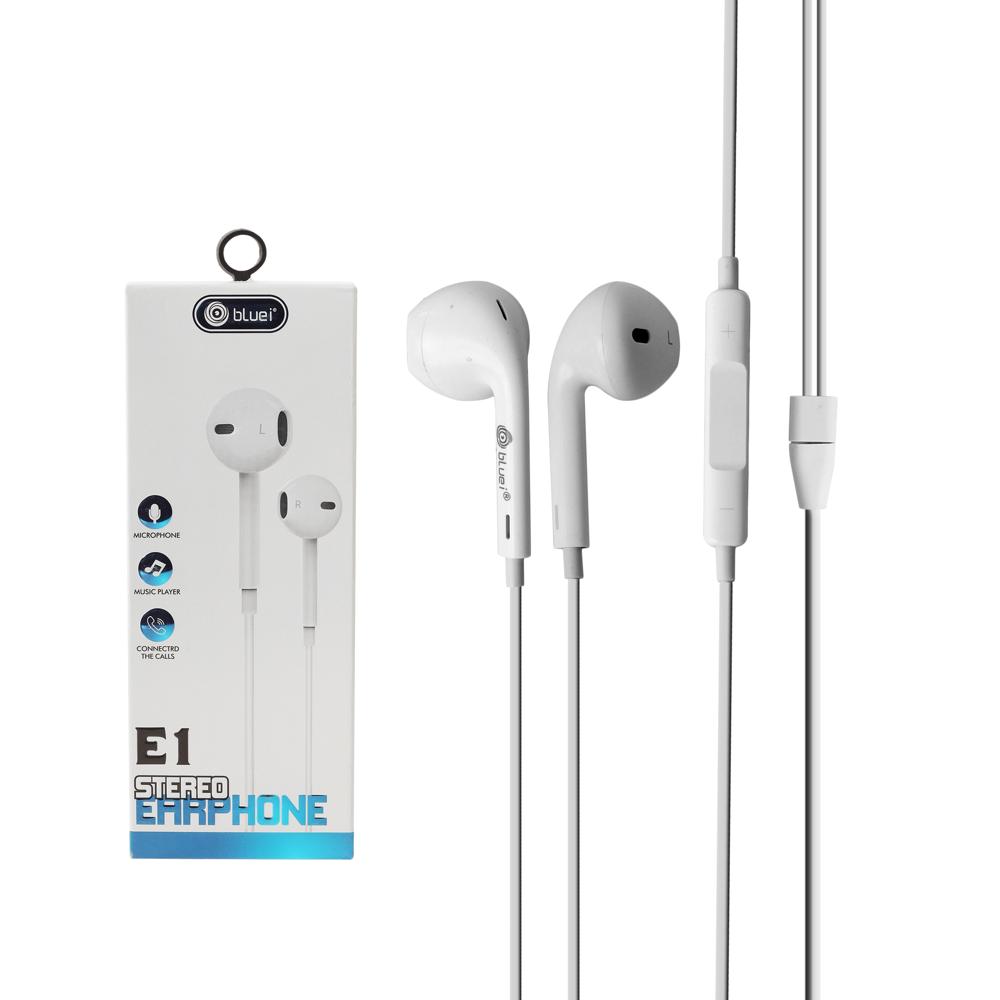 E1 Wired Earphones With Mic - Color: White