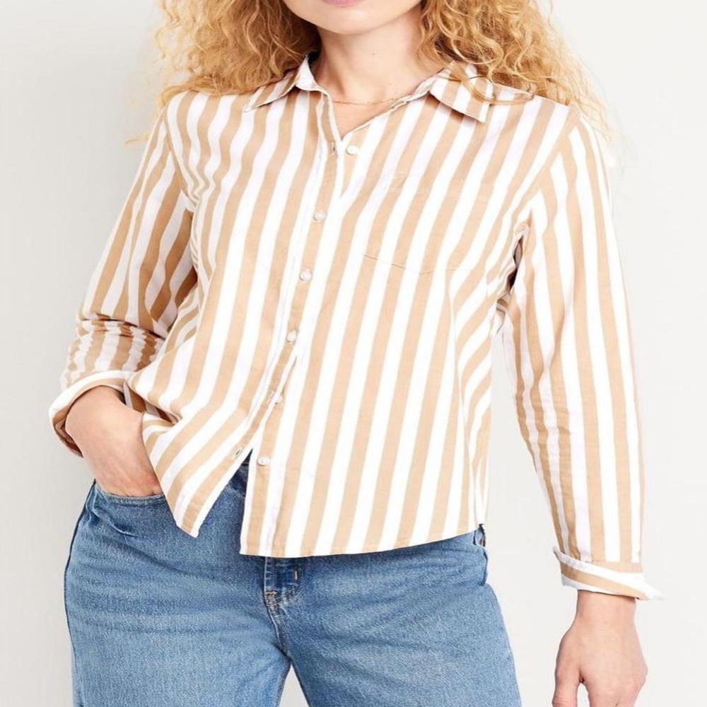 Classic Sand Stripe Button-Down