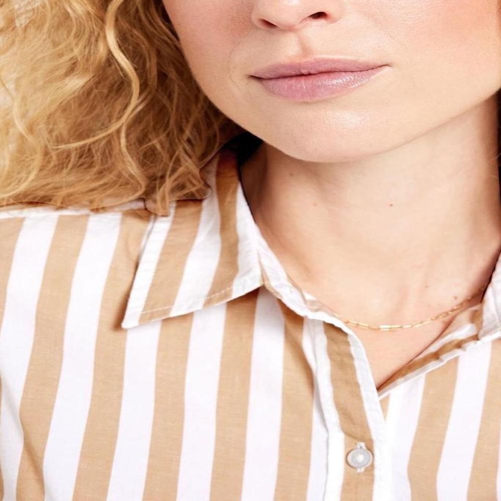 Classic Sand Stripe Button-Down