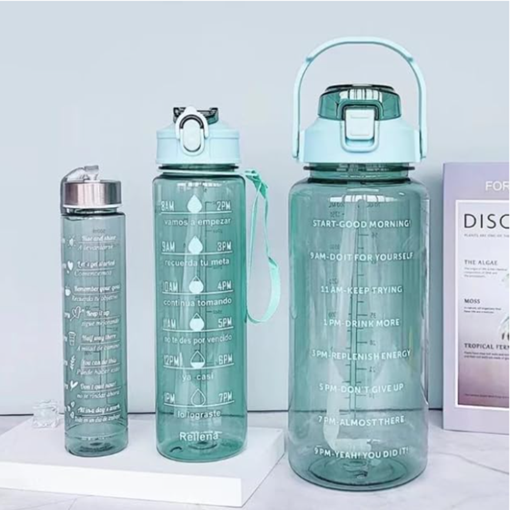 2000ML Motivational Water Bottle 3PCS Set