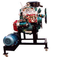 Cut Section Model Of A Four Cylinder Four Stroke Automobile Diesel Engine - Cast Iron, Mild Steel, Acrylic, 55x35 Cm, Multicolor | Manual Hand-operated, Transparent Acrylic Section, Color-coded Internal Parts, Powder Coated Ms Stand