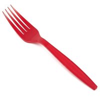 Red Plastic Fork Spoon - Handle Type: Straight